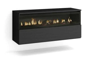 Clearance Elektrische Haard Led , 102X45X35Cm, 1 Opening, 1 Deur, Elektrische Haard, Hangend, Zwart Haard