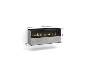 Outlet Elektrische Haard Led , 102X45X35Cm, 1 Opening, 1 Deur, Elektrische Haard, Hangend, Cement Haard