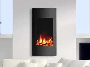 Store Elektrische Sfeerhaard Vulcano - L41 X D13 X H81 Cm - Zwart Haard