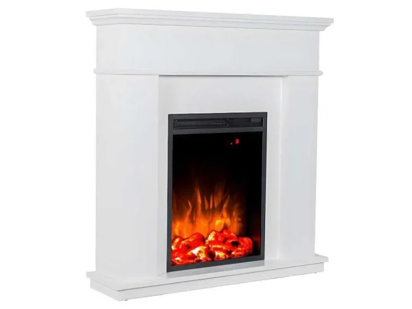 Best Sale Elektrische Staande Sfeerhaard Vesuvia - Met Schoorsteenmantel - L98 X D24 X H102,5 Cm - Wit Haard