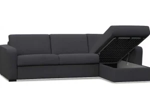 Sale Express Hoekbedbank Flavien - Omkeerbare Hoek - Van Stof - Antraciet Slaapbank Met Matras