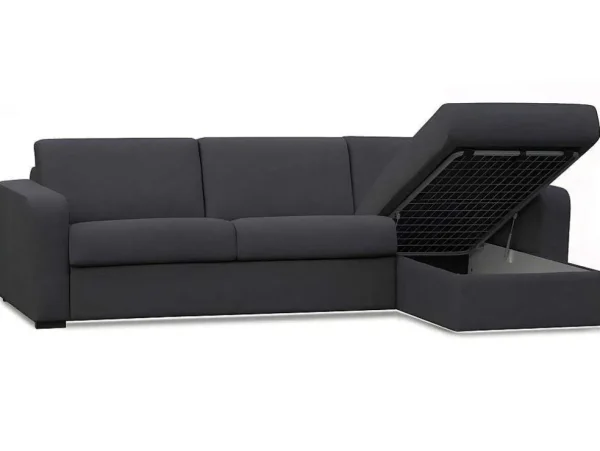 Sale Express Hoekbedbank Flavien - Omkeerbare Hoek - Van Stof - Antraciet Slaapbank Met Matras