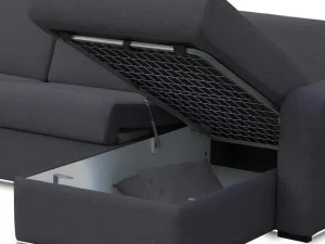Sale Express Hoekbedbank Flavien - Omkeerbare Hoek - Van Stof - Antraciet Slaapbank Met Matras