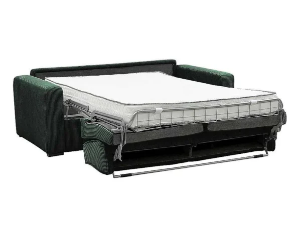 Shop Express-Driezitsslaapbank Van Groen Ribfluweel - Bed 140 Cm - Matras 18 Cm - Mondovi Slaapbank Met Matras