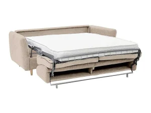 Discount Express-Driezitsslaapbank Van Beige Stof - Bed Met Brede Latten 140 Cm - Matras 14 Cm Arcadia Speciale Modellen Zitbanken & Fauteuils