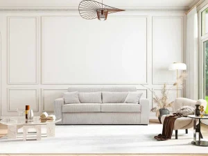 Online Express-Driezitsslaapbank Van Beige Ribfluweel - Bed Met Brede Latten 140 Cm - Matras 18 Cm - Mondovi Slaapbank Met Matras