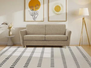 Discount Express-Driezitsslaapbank Van Beige Stof - Bed Met Brede Latten 140 Cm - Matras 14 Cm Arcadia Speciale Modellen Zitbanken & Fauteuils