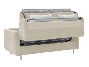 Discount Express-Driezitsslaapbank Van Beige Stof - Bed Met Brede Latten 140 Cm - Matras 14 Cm Arcadia Speciale Modellen Zitbanken & Fauteuils