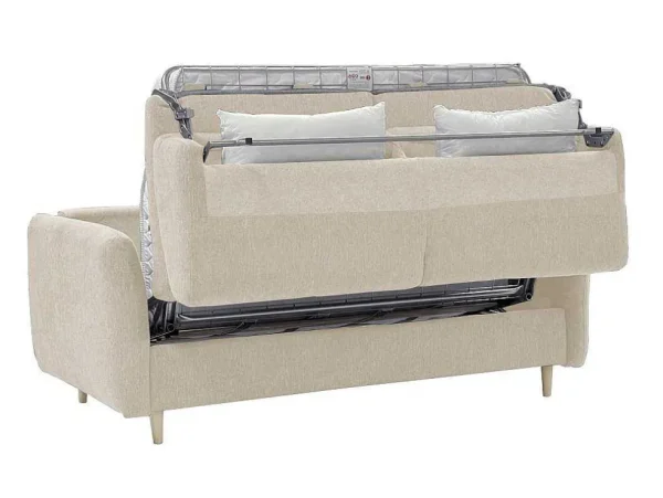 Discount Express-Driezitsslaapbank Van Beige Stof - Bed Met Brede Latten 140 Cm - Matras 14 Cm Arcadia Speciale Modellen Zitbanken & Fauteuils