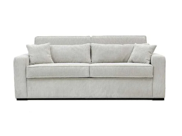 Online Express-Driezitsslaapbank Van Beige Ribfluweel - Bed Met Brede Latten 140 Cm - Matras 18 Cm - Mondovi Slaapbank Met Matras