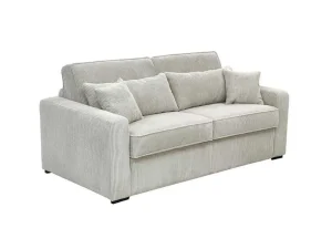Online Express-Vierzitsslaapbank Van Beige Ribfluweel - Bed Met Brede Latten 160 Cm - Matras 18 Cm - Mondovi Slaapbank Met Matras