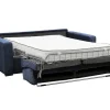 Cheap Express-Vierzitsslaapbank Van Blauw Ribfluweel - Bed 160 Cm - Matras 18 Cm - Mondovi Slaapbank Met Matras