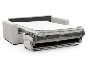 New Express-Vierzitsslaapbank Van Beige Ribfluweel - Bed Met Brede Latten 160 Cm - Matras 14 Cm - Mondovi Slaapbank Met Matras