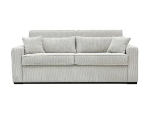 New Express-Vierzitsslaapbank Van Beige Ribfluweel - Bed Met Brede Latten 160 Cm - Matras 14 Cm - Mondovi Slaapbank Met Matras