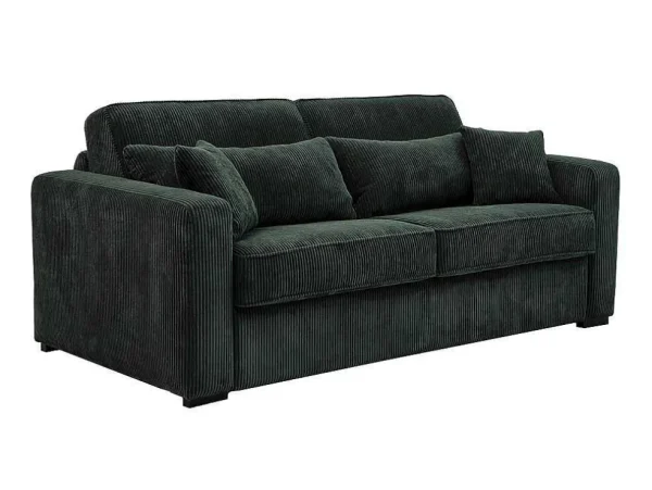 Best Sale Express-Vierzitsslaapbank Van Groen Ribfluweel - Bed Met Brede Latten 160 Cm - Matras 18 Cm - Mondovi Slaapbank Met Matras