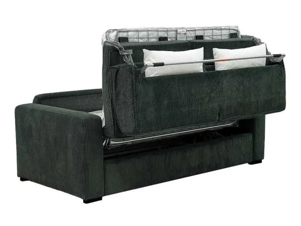 Best Sale Express-Vierzitsslaapbank Van Groen Ribfluweel - Bed Met Brede Latten 160 Cm - Matras 18 Cm - Mondovi Slaapbank Met Matras