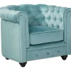 Flash Sale Fauteuil Chesterfield - Fluweel - Pastel Blauw Fauteuil Stof