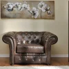 Store Fauteuil Chesterfield Clotaire Van 100% Leer Met Lived-In Aspect Fauteuil Leer
