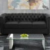 Discount Fauteuil Chesterfield Van Kunstleer - Zwart Fauteuil Kunstleer