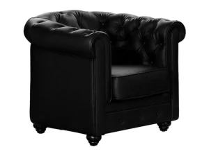 Discount Fauteuil Chesterfield Van Kunstleer - Zwart Fauteuil Kunstleer
