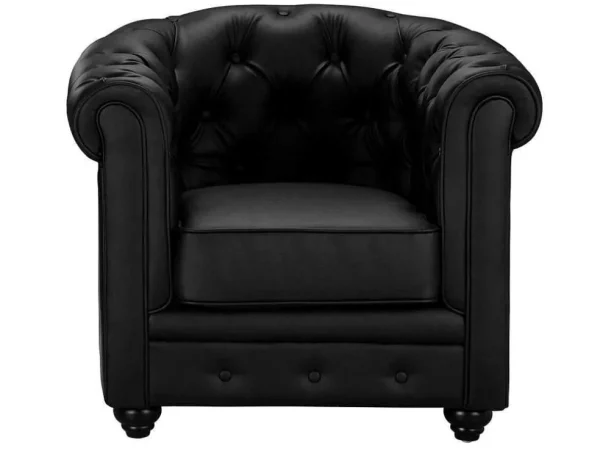 Discount Fauteuil Chesterfield Van Kunstleer - Zwart Fauteuil Kunstleer