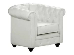 Sale Fauteuil Chesterfield Van Kunstleer - Wit Fauteuil Kunstleer