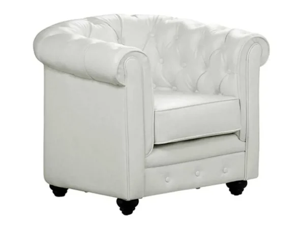 Sale Fauteuil Chesterfield Van Kunstleer - Wit Fauteuil Kunstleer