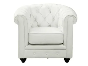 Sale Fauteuil Chesterfield Van Kunstleer - Wit Fauteuil Kunstleer