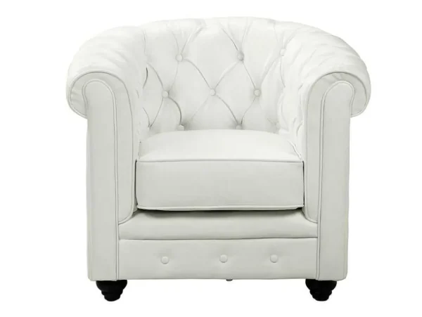 Sale Fauteuil Chesterfield Van Kunstleer - Wit Fauteuil Kunstleer