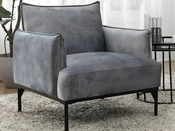 Fashion Fauteuil Grijs Fluweel Joel Fauteuil Stof Fluweel / Suedine