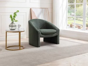 Hot Fauteuil In Groen Ribfluweel Ossana Fauteuil Stof Fluweel / Suedine