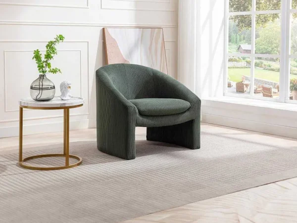Hot Fauteuil In Groen Ribfluweel Ossana Fauteuil Stof Fluweel / Suedine
