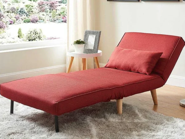 Clearance Fauteuil Met Bed Optie Posio Van Stof - Rood Uitklapbare Fauteuil