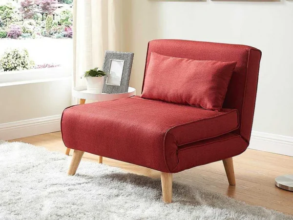 Clearance Fauteuil Met Bed Optie Posio Van Stof - Rood Uitklapbare Fauteuil