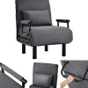Best Sale Fauteuil Met Kussen En Verstelbare Rugleuning - Om Te Bouwen Tot Fauteuil - Linnen Stof - Grijs Uitklapbare Fauteuil