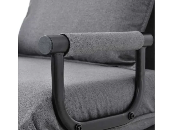 Best Sale Fauteuil Met Kussen En Verstelbare Rugleuning - Om Te Bouwen Tot Fauteuil - Linnen Stof - Grijs Uitklapbare Fauteuil