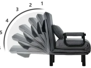 Best Sale Fauteuil Met Kussen En Verstelbare Rugleuning - Om Te Bouwen Tot Fauteuil - Linnen Stof - Grijs Uitklapbare Fauteuil