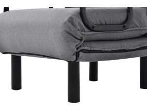 Best Sale Fauteuil Met Kussen En Verstelbare Rugleuning - Om Te Bouwen Tot Fauteuil - Linnen Stof - Grijs Uitklapbare Fauteuil