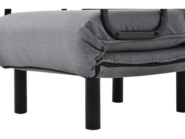 Best Sale Fauteuil Met Kussen En Verstelbare Rugleuning - Om Te Bouwen Tot Fauteuil - Linnen Stof - Grijs Uitklapbare Fauteuil