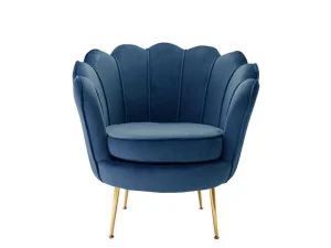 Online Fauteuil Van Fluweel Dandelion - Donkerblauw - Van Fauteuil Stof Fluweel / Suedine