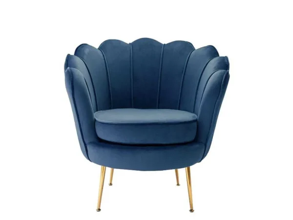 Online Fauteuil Van Fluweel Dandelion - Donkerblauw - Van Fauteuil Stof Fluweel / Suedine