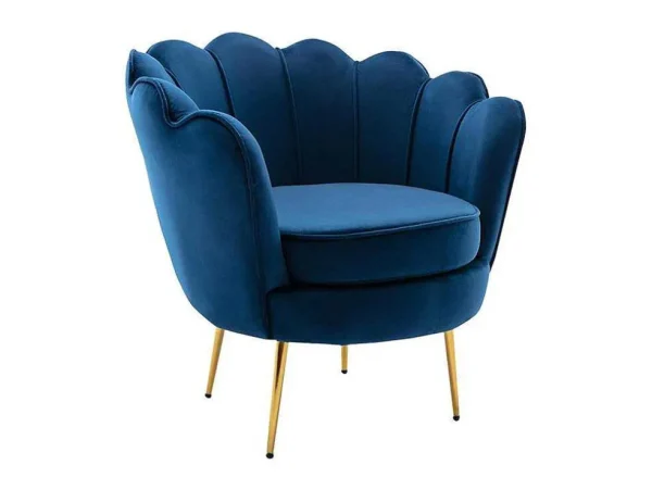 Online Fauteuil Van Fluweel Dandelion - Donkerblauw - Van Fauteuil Stof Fluweel / Suedine
