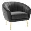 Best Sale Fauteuil Van Fluweel Pablito - Antraciet Fauteuil Met Holle Rugleuning