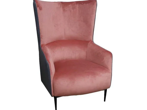 Discount Fauteuil Van Roze Fluweel En Antraciet Structuur Mendocino Fauteuil Stof Fluweel / Suedine