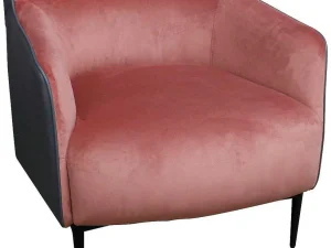 Discount Fauteuil Van Roze Fluweel En Antraciet Structuur Mendocino Fauteuil Stof Fluweel / Suedine
