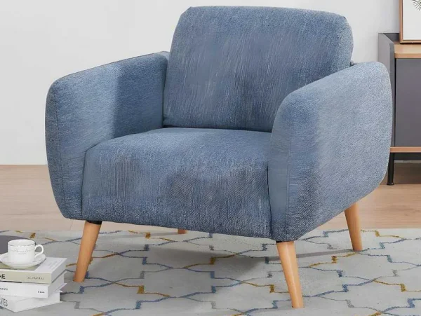 New Fauteuil Van Stof Magelan - Lichtblauw Fauteuil Stof