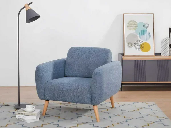 New Fauteuil Van Stof Magelan - Lichtblauw Fauteuil Stof