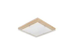 Discount Finn Plafondlamp, Eik, Chroom, Wit, 40X40X6,5 Cm, Plafondlamp