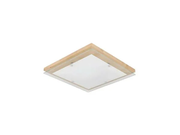 Discount Finn Plafondlamp, Eik, Chroom, Wit, 40X40X6,5 Cm, Plafondlamp