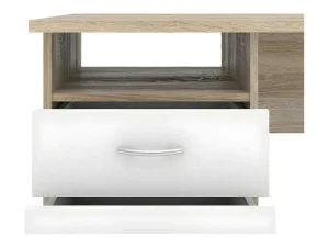 Cheap Fula Bureau 3 Lades Eiken Structuur Decor En Wit. Bureaumeubel